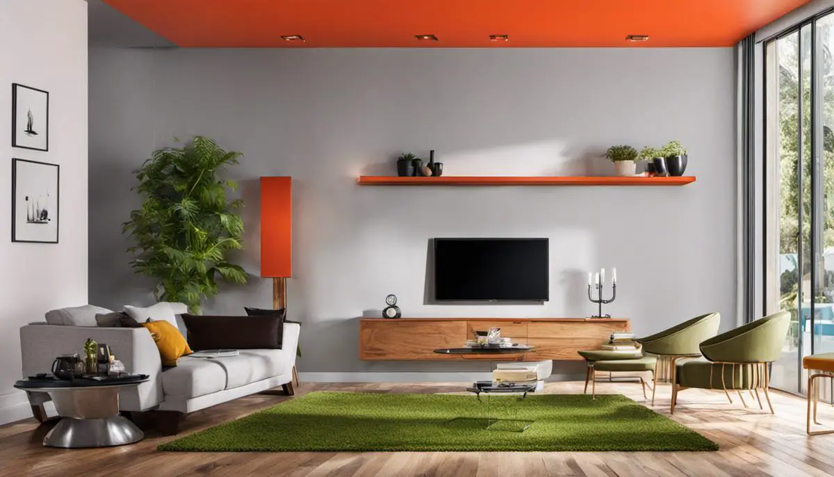 A room with bold and vibrant wall colors, showcasing the 2024 wall color trends.