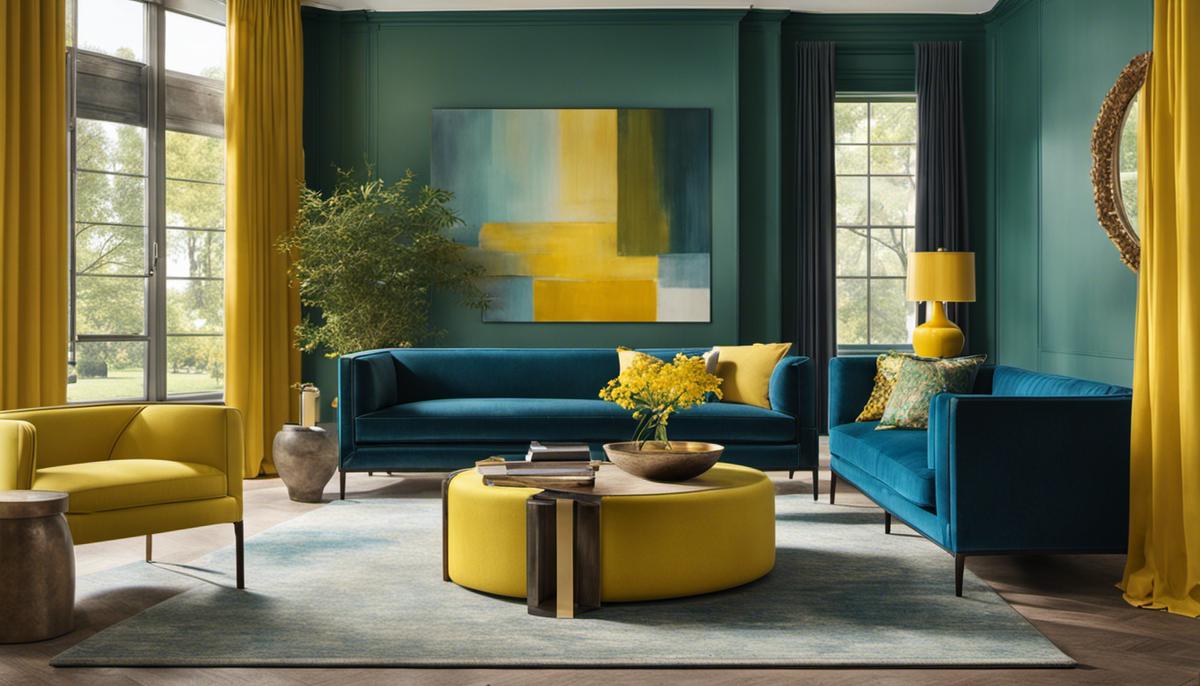 Image describing the anticipated color trends for 2024, showcasing vibrant yellows, calming blues, earthy greens, and technologically-inspired shades.