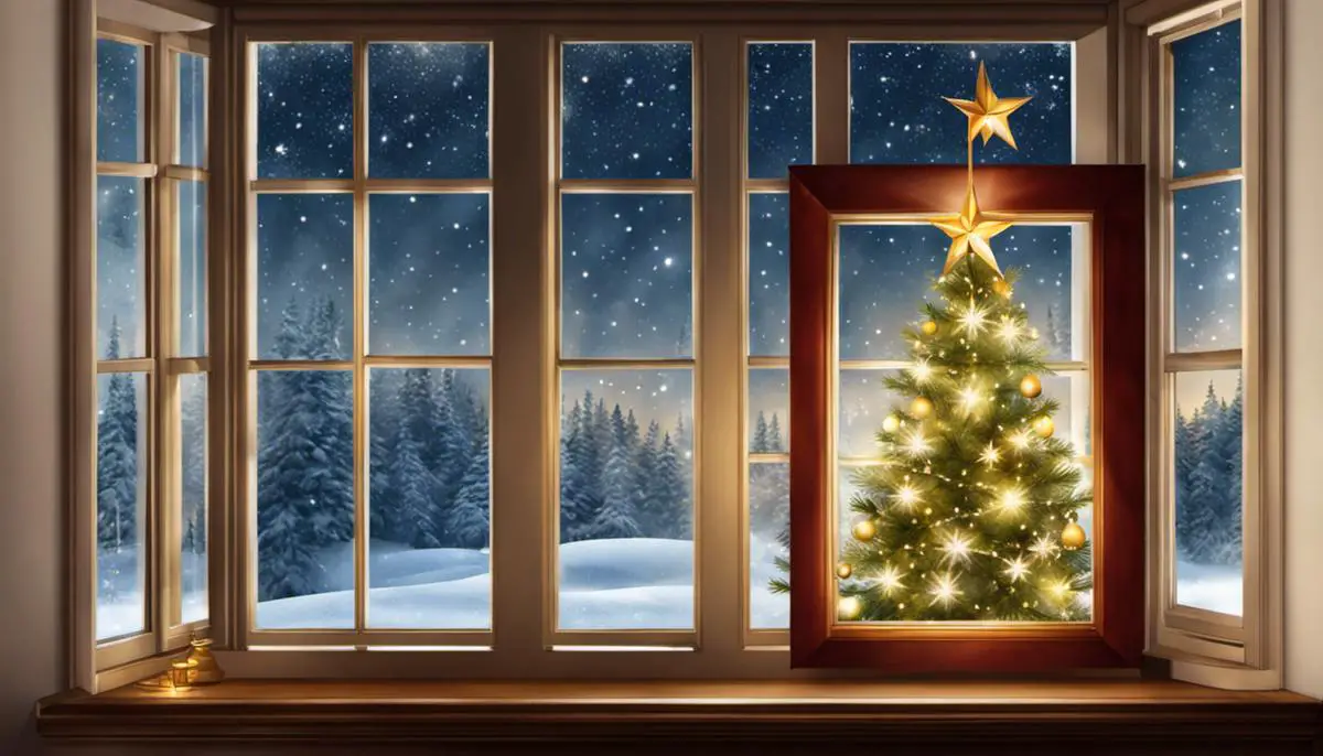 Illustration of a Christmas star shining in a window