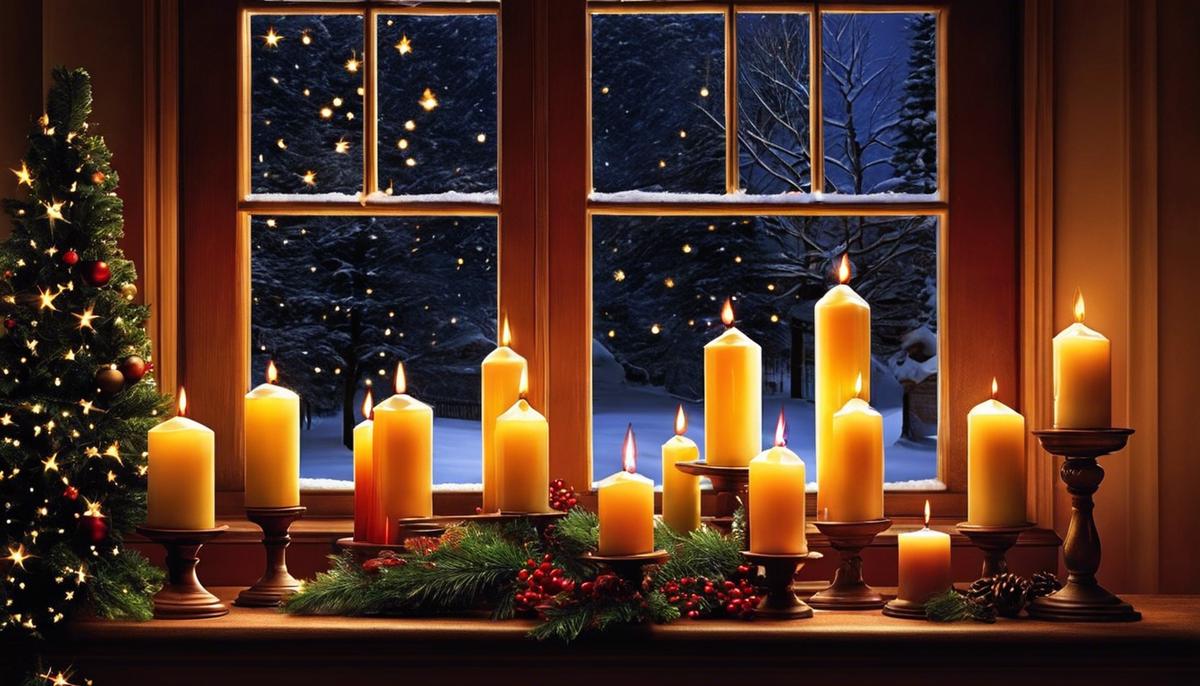 Image of Christmas window candles, symbolizing warmth and Christmas tradition.