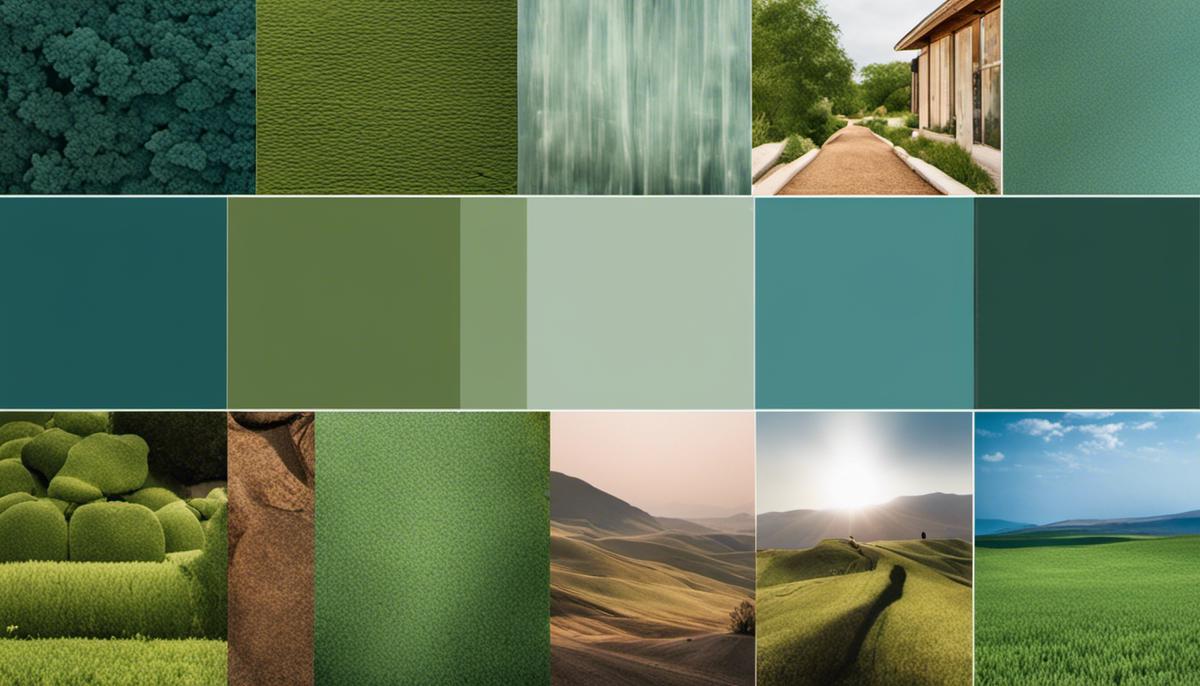 Various color swatches representing the predicted color trends for 2024, showcasing shades of green, calming blues, and earth tones.