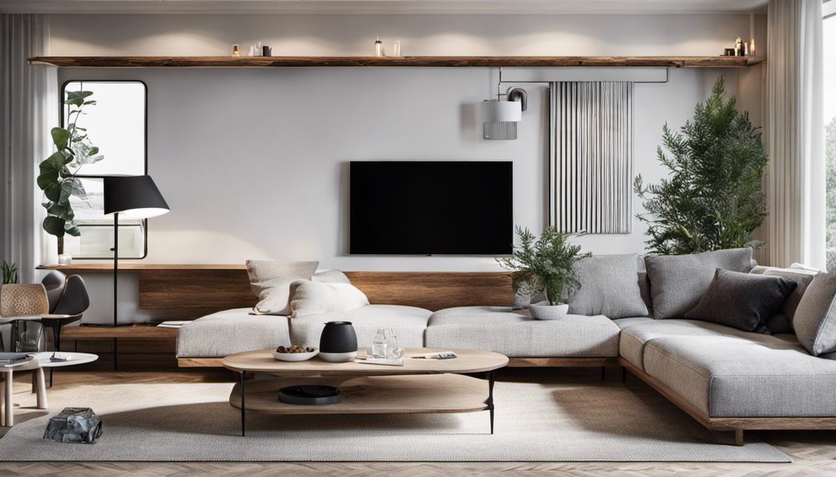A visually pleasing Scandinavian living room with minimalistic furniture and natural elements.