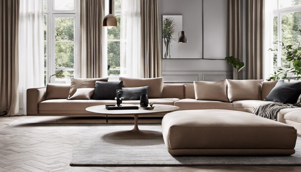 A photo showcasing a well-designed Scandinavian living room with sleek and minimalistic furniture.