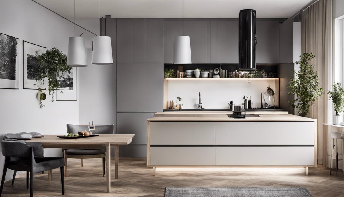 A beautifully designed Scandinavian kitchen with minimalistic elements.