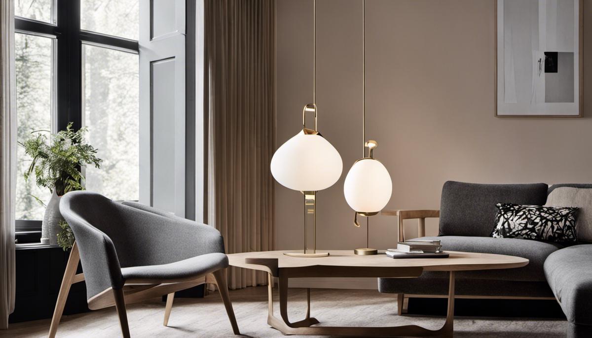 A pendant lamp and a table lamp with a cozy reading light, showcasing the combination of practicality and design in Scandinavian lamps