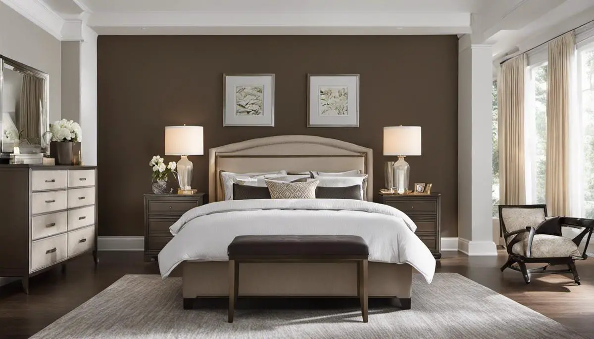 Image of a bedroom painted in Urbane Bronze (SW 7048)