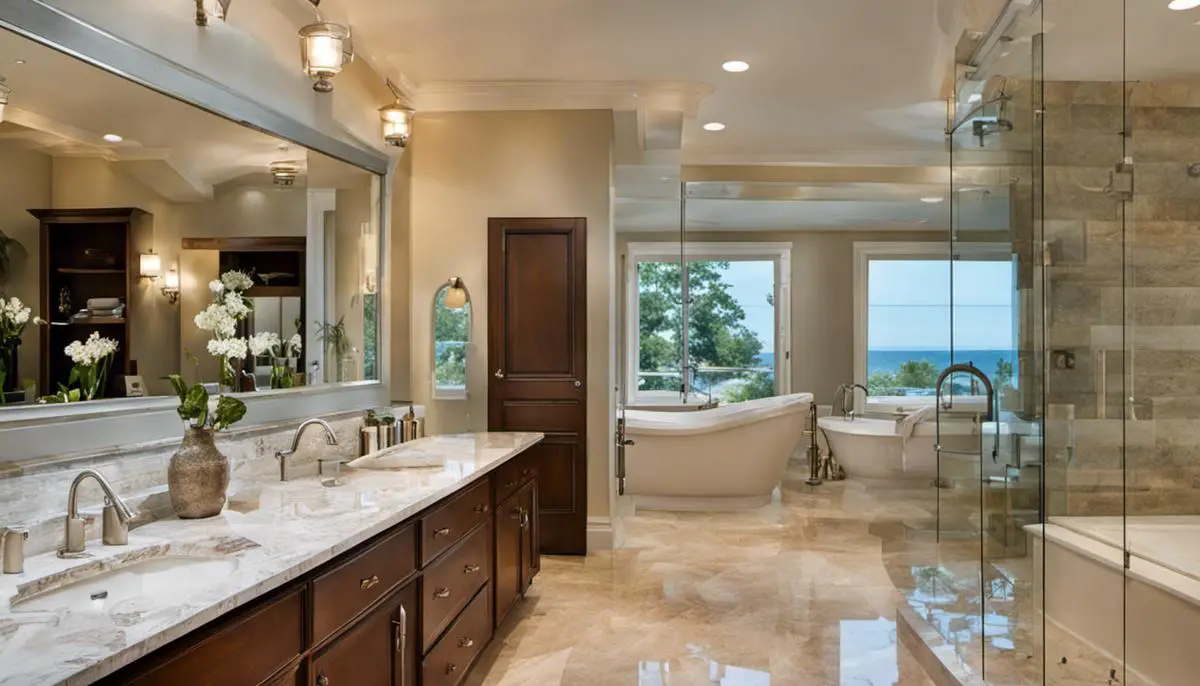 A beautifully remodeled bathroom with modern fixtures and a spa-like ambiance