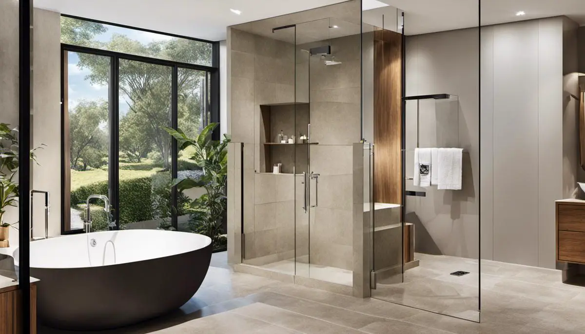 Image of a bathroom under renovation with a budget concept, showcasing the importance of setting a realistic budget at the start to avoid overspending and compromising quality.
