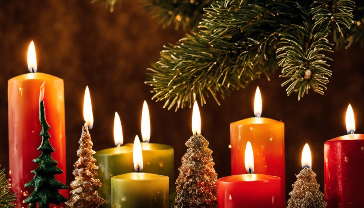 Image of various Christmas tree candles, showcasing different styles and designs for aesthetic appeal.