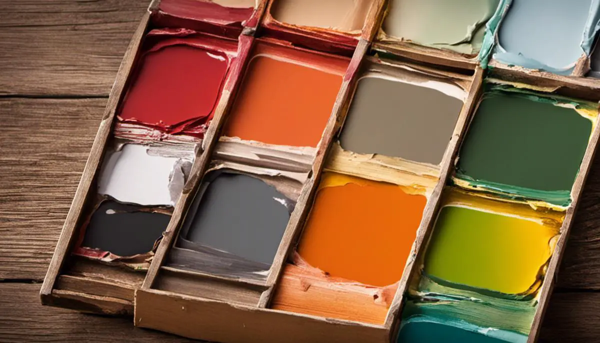 Image of a color palette with different paint samples.