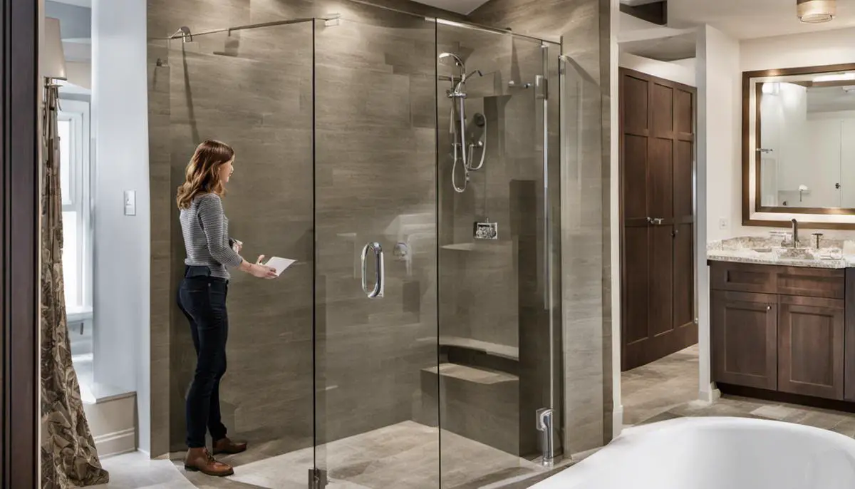 Image of a person talking to a contractor to select the right one for a bathroom remodel