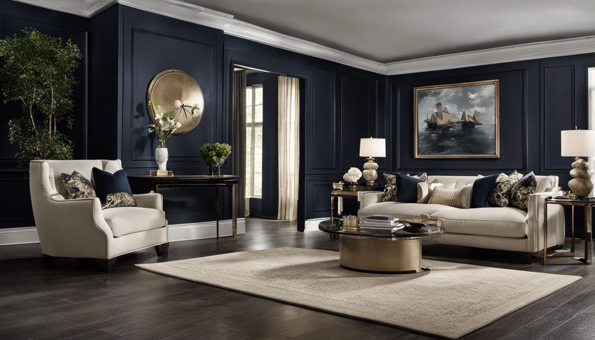 Three rooms each showcasing a different monochromatic color scheme - olive green, midnight blue, and bisque. These rooms demonstrate the different moods and atmospheres that can be achieved with monochromatic colors.