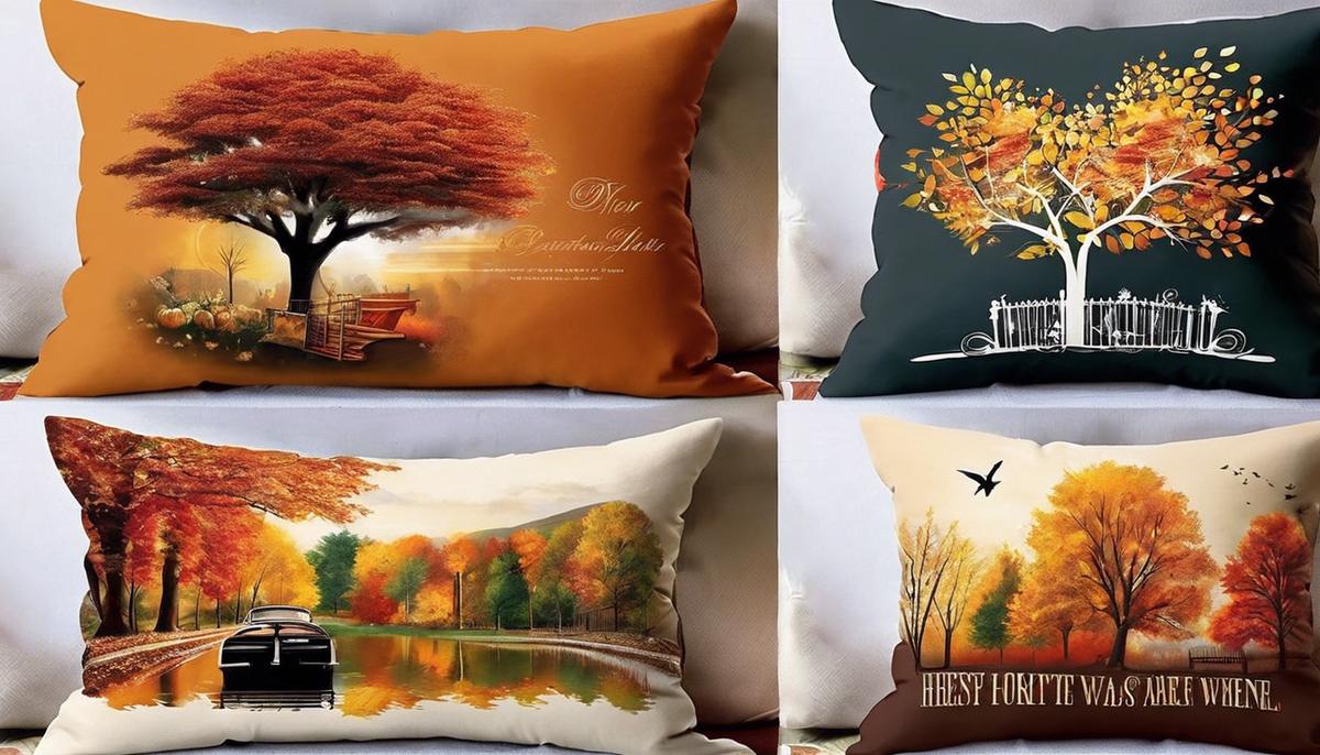 Image of various fall-themed pillow covers showcasing different designs and colors.