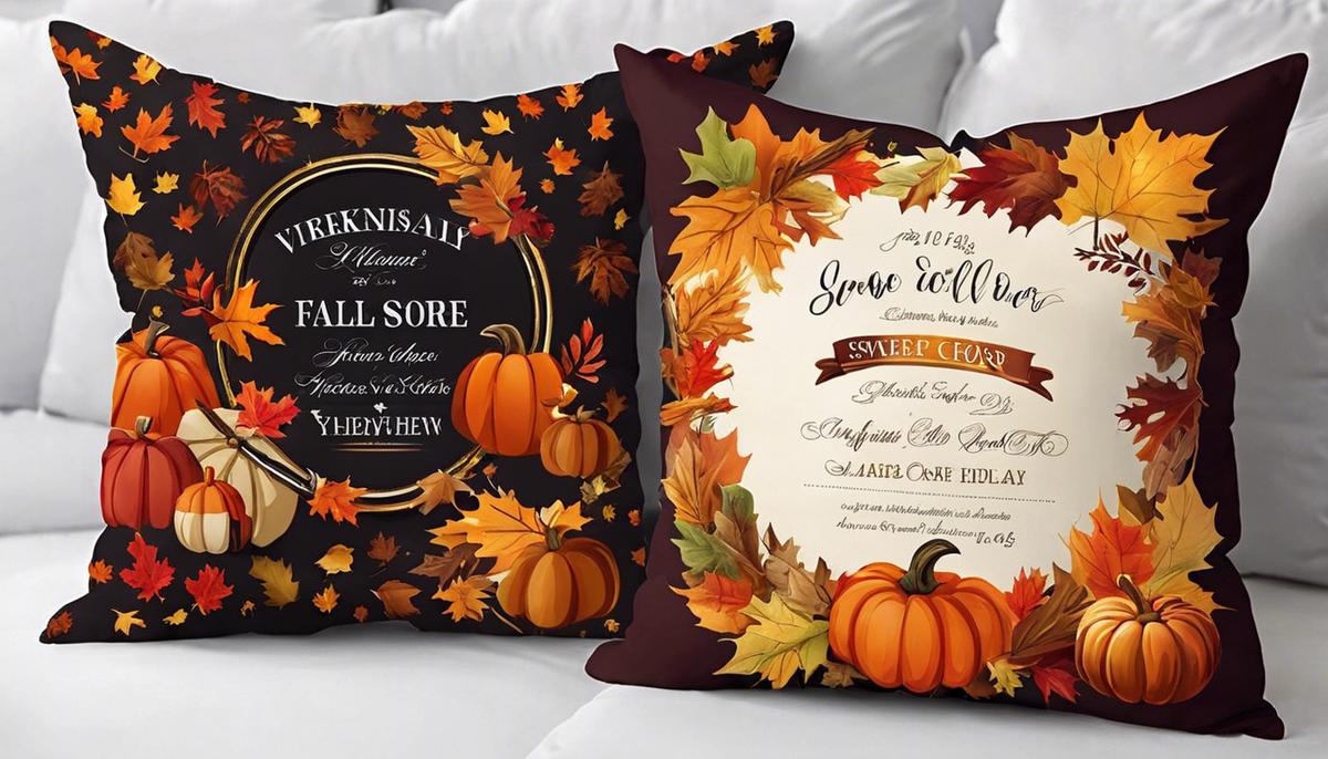 A variety of fall-themed pillow covers with warm colors and seasonal designs.