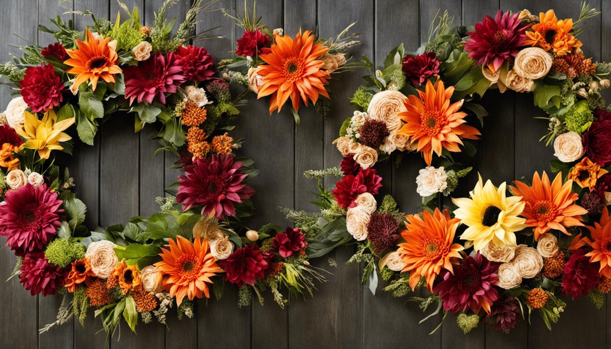 Image of different floral fall wreaths