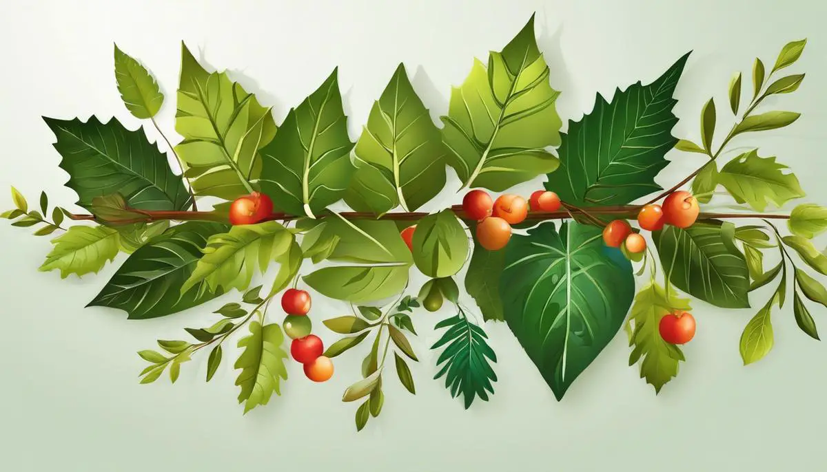 Illustration of a leaf garland decoration.