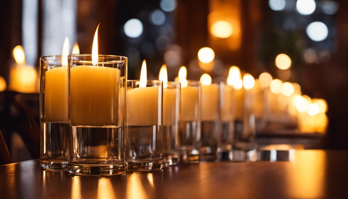 Image of LED candles on a table creating a cozy ambiance