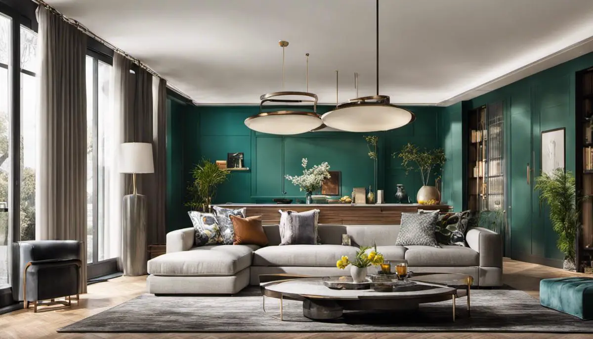 A living room with various colors reflecting the 2024 color trends