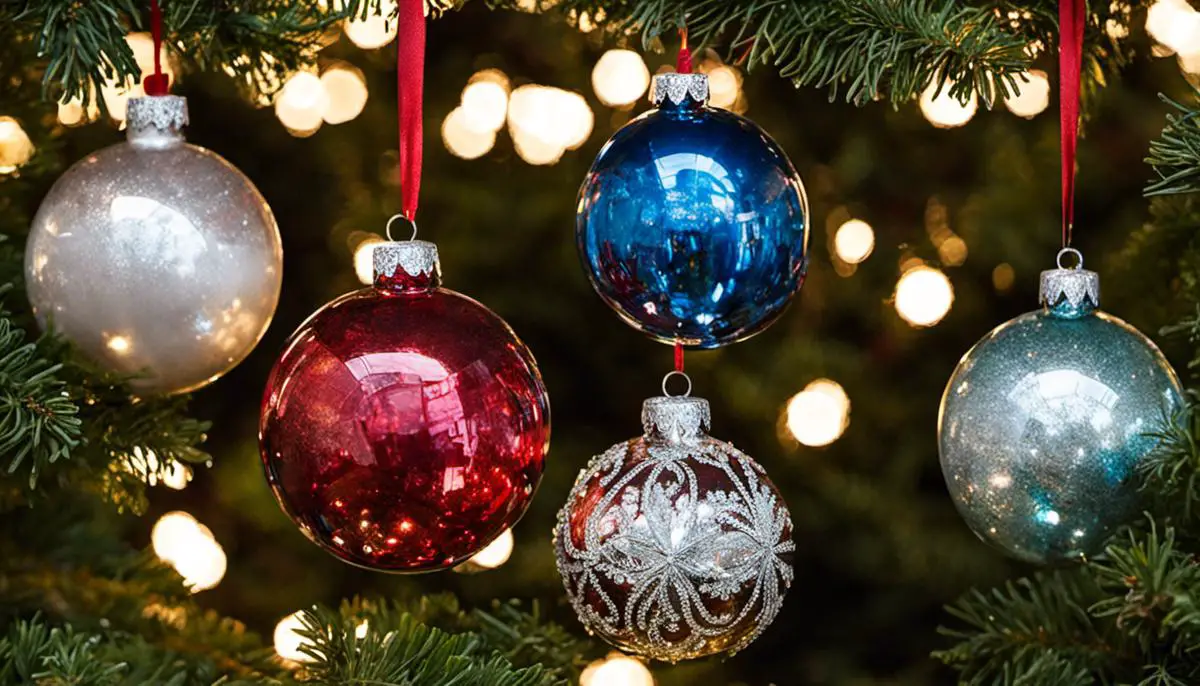 Mercury glass ornaments on a festive display