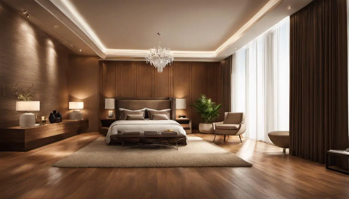 Image of a room decorated with natural earth tones, depicting a warm and comforting atmosphere.