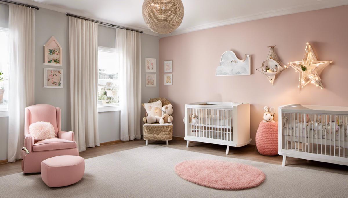 Image of a nursery room with toys and decorations, creating a cozy and playful environment for a baby.