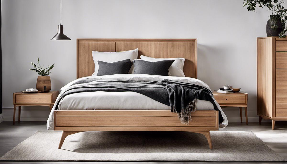 Image of a Scandinavian bed with clean lines, minimalist aesthetics, and natural wood materials, representing the simplicity and elegance of Scandinavian design.