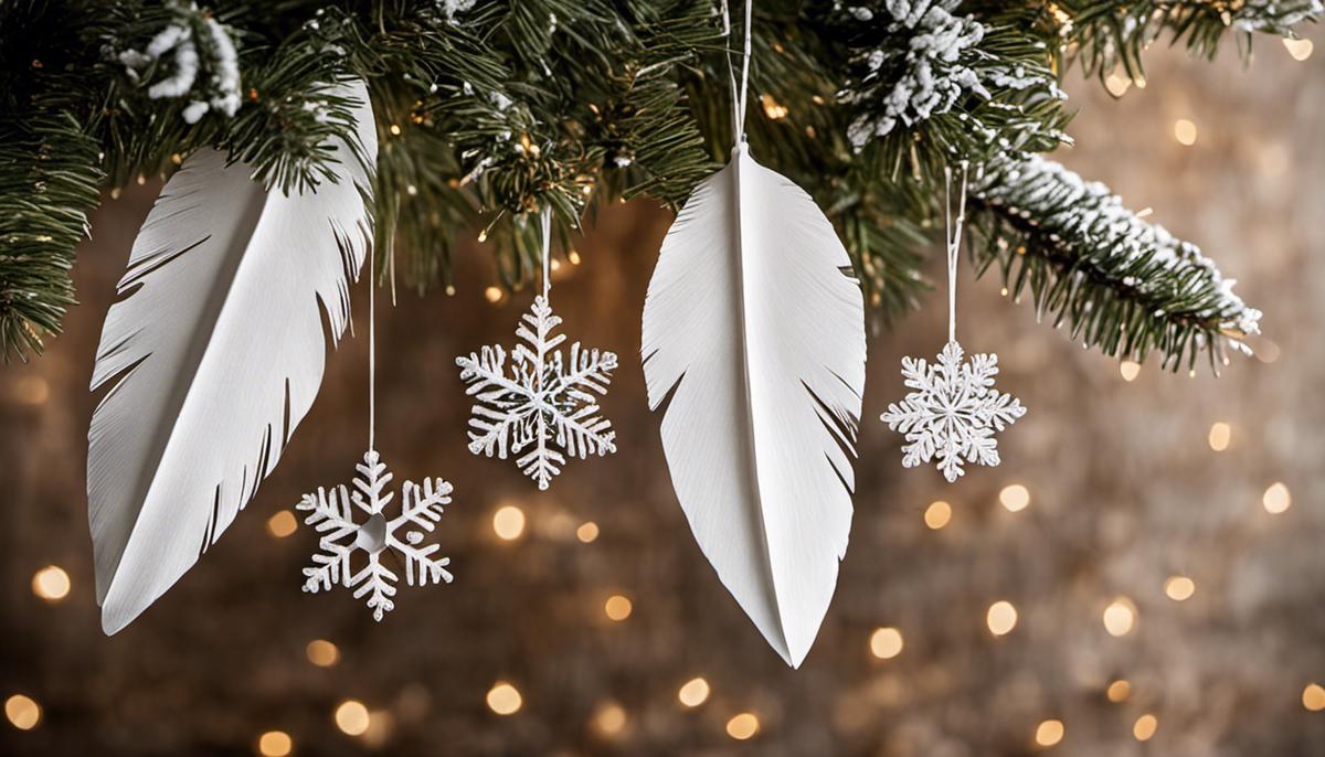 Scandinavian Christmas decorations - simple and elegant decorations inspired by the beauty of Scandinavia, with white feathers, natural materials, and minimalist designs.