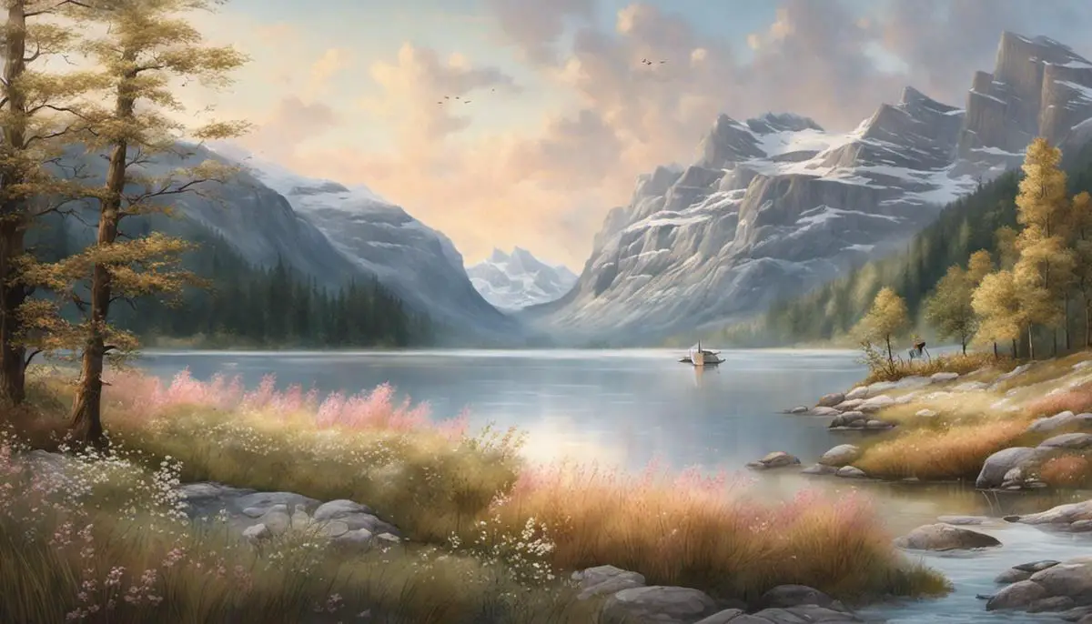 An image showcasing the Scandinavian color palette, depicting a combination of neutral shades and soft pastels, creating a serene and calming atmosphere.