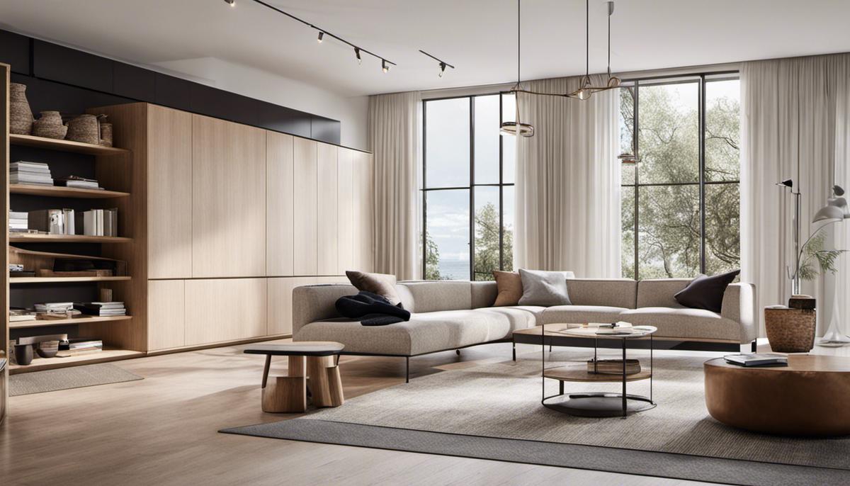 Image depicting a Scandinavian-inspired interior design with minimalist furniture, natural materials, and a light color palette.