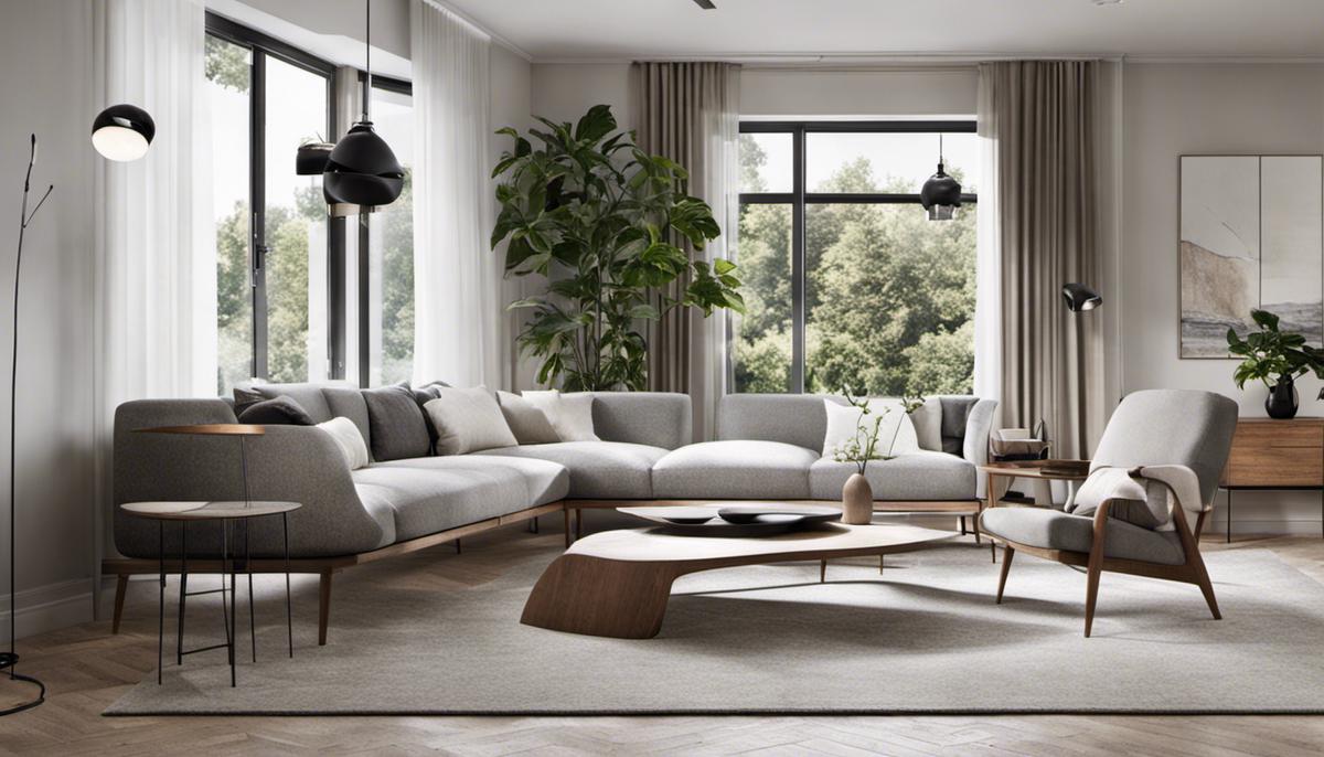 A serene and minimalist living room with Scandinavian design elements