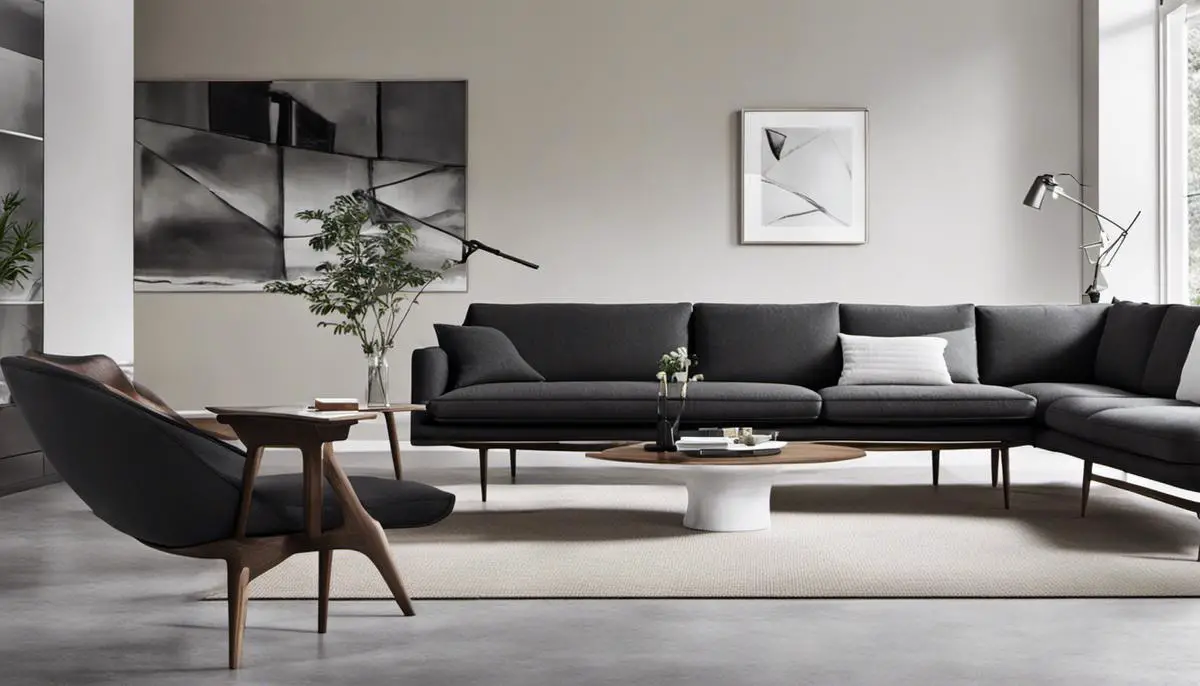 An image describing Scandinavian design with minimalistic furniture and clean lines