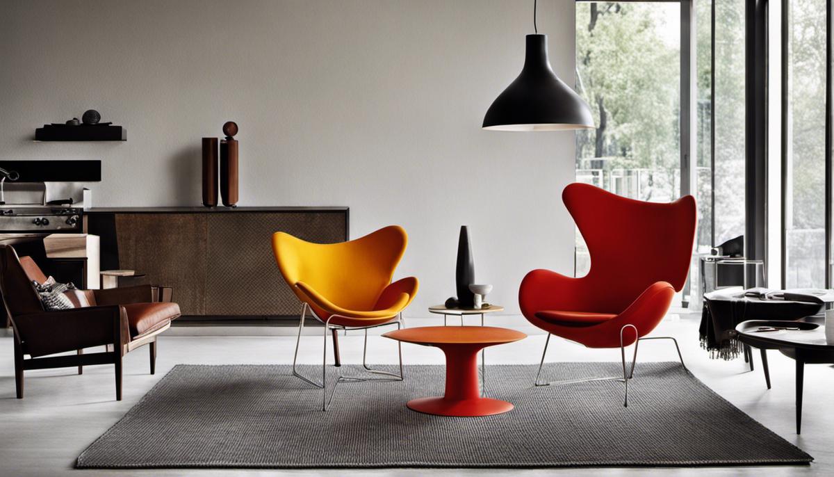 Three Scandinavian designers, Arne Jacobsen, Alvar Aalto, and Verner Panton, together representing the impact of their work on Scandinavian home design