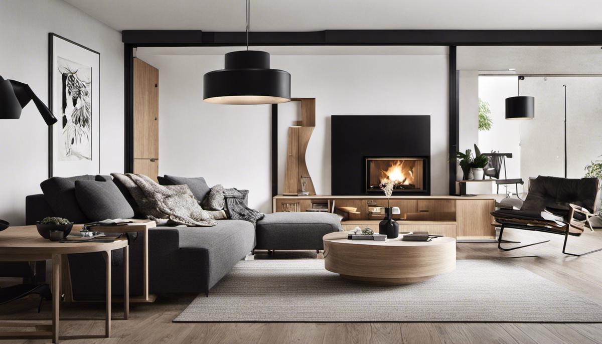 A beautifully designed Scandinavian interior with minimalistic furniture and natural elements.