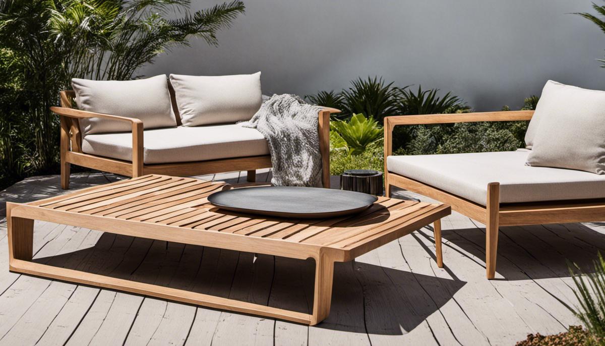 Scandinavian-inspired outdoor furniture featuring natural materials, minimalist design, and functionality.