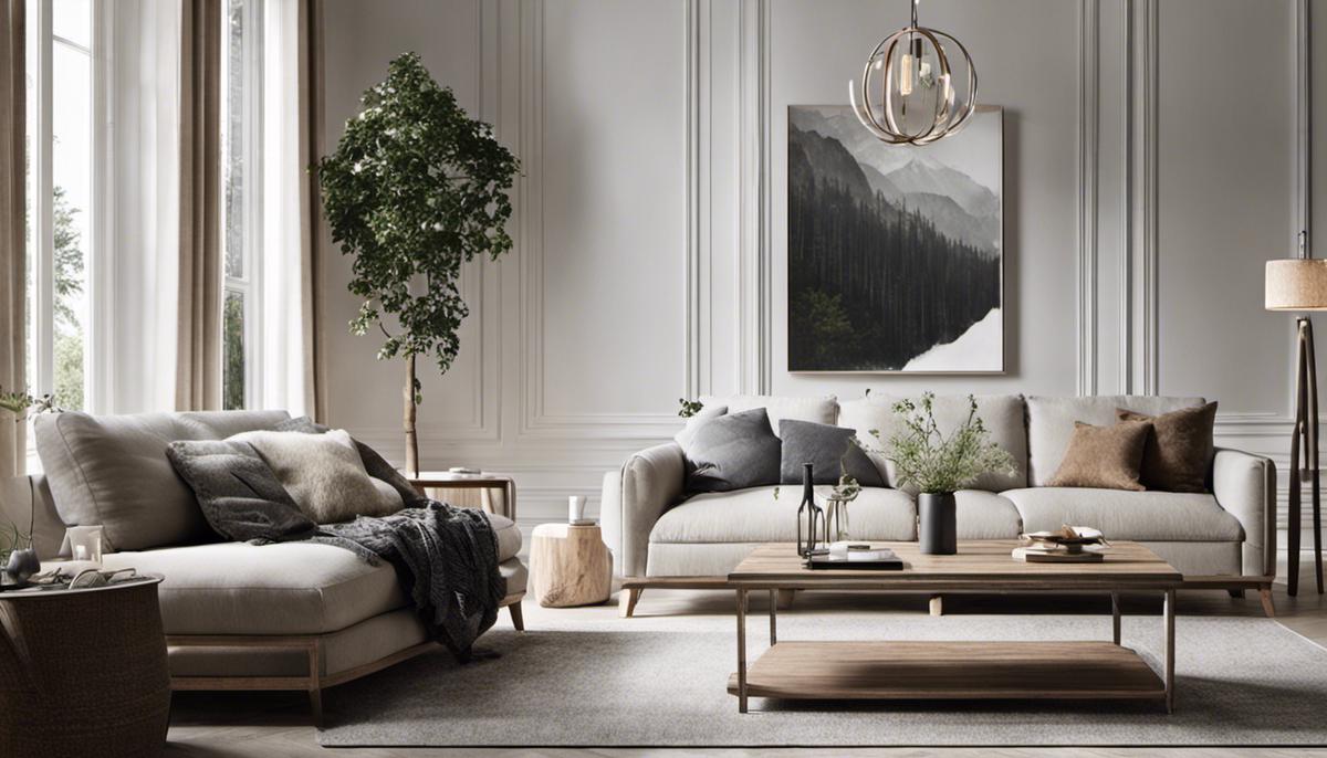 Image of a Scandinavian-style interior with simple, clean lines, neutral colors, and natural elements.
