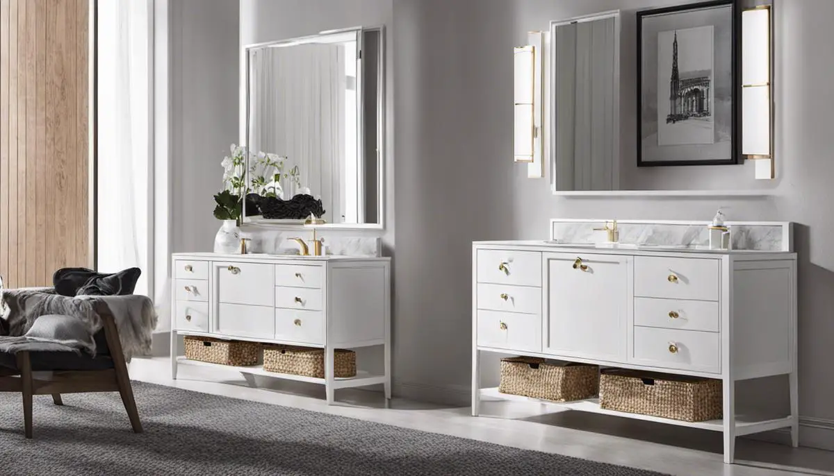 An image showcasing a Scandinavian vanity set with clean lines and minimalist design.